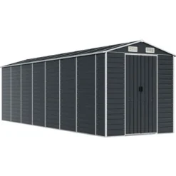 Haveskur i galvaniseret stål - Robust opbevaring | Farve: Antracitgrå | Størrelse: 191x640x198 cm