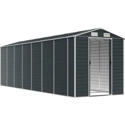 Haveskur i galvaniseret stål - Robust opbevaring | Farve: Antracitgrå | Størrelse: 191x640x198 cm