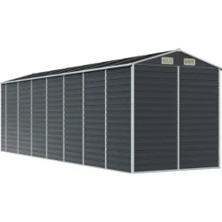 Haveskur i galvaniseret stål - Robust opbevaring | Farve: Antracitgrå | Størrelse: 191x640x198 cm