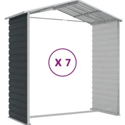 Haveskur i galvaniseret stål - Robust opbevaring | Farve: Antracitgrå | Størrelse: 191x640x198 cm
