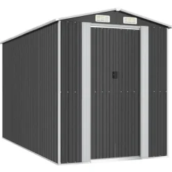 Haveskur i galvaniseret stål - Rummelig opbevaringsløsning | Farve: Antracitgrå | Størrelse: 192x357x223 cm