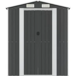 Haveskur i galvaniseret stål - Rummelig opbevaringsløsning | Farve: Antracitgrå | Størrelse: 192x357x223 cm