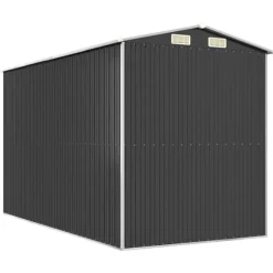 Haveskur i galvaniseret stål - Rummelig opbevaringsløsning | Farve: Antracitgrå | Størrelse: 192x357x223 cm