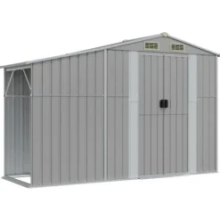Haveskur i galvaniseret stål - Multiskur til værktøjer | Størrelse: 277x93x179 cm | Farve: Grå