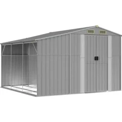 Haveskur i galvaniseret stål - Robust opbevaring | Farve: Grå | Størrelse: 277x279x179 cm
