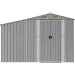 Haveskur i galvaniseret stål - Robust opbevaring | Farve: Grå | Størrelse: 277x279x179 cm