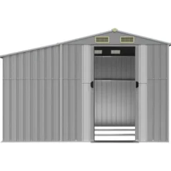Haveskur i galvaniseret stål - Robust opbevaring | Farve: Grå | Størrelse: 277x279x179 cm