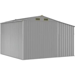 Haveskur i galvaniseret stål - Robust opbevaring | Farve: Grå | Størrelse: 277x279x179 cm