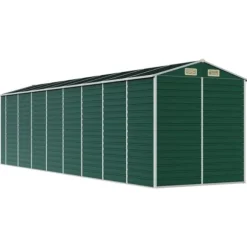 Haveskur i galvaniseret stål - Robuste opbevaringsløsninger | Farve: Grøn | Størrelse: 191x725x198 cm
