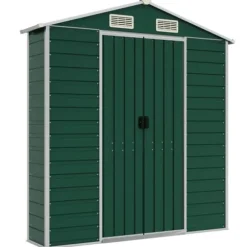Haveskur i galvaniseret stål - Robuste opbevaringsløsninger | Farve: Grøn | Størrelse: 191x725x198 cm