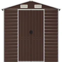 Haveskur i galvaniseret stål - Multifunktionel opbevaring | Størrelse: 191x725x198 cm | Farve: Brun