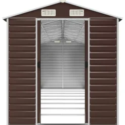 Haveskur i galvaniseret stål - Multifunktionel opbevaring | Størrelse: 191x725x198 cm | Farve: Brun