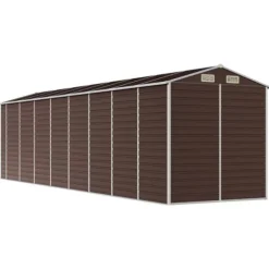 Haveskur i galvaniseret stål - Multifunktionel opbevaring | Størrelse: 191x725x198 cm | Farve: Brun