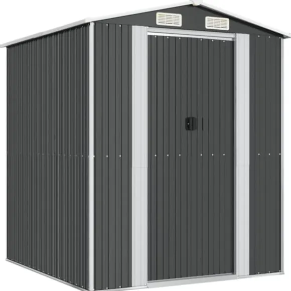 Haveskur i galvaniseret stål - Rummelig opbevaringsløsning | Farve: Antracitgrå | Størrelse: 192x191x223 cm