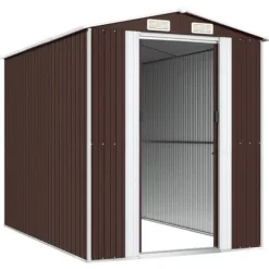 Haveskur i galvaniseret stål - Rummelig opbevaringsløsning | Farve: Mørkebrun | Størrelse: 192x274x223 cm