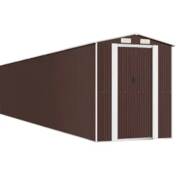 Haveskur i galvaniseret stål - Rummelig opbevaringsløsning | Farve: Mørkebrun | Størrelse: 192x102x223 cm