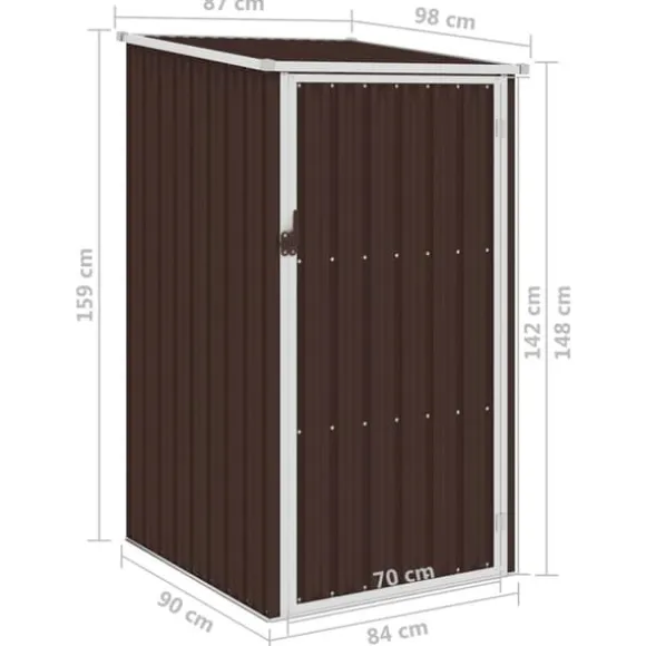 Haveskur i galvaniseret stål - Holdbart opbevaringsskur | Farve: Brun | Størrelse: 87x98x159 cm