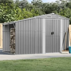 Haveskur i galvaniseret stål - Udendørs opbevaringsløsning | Størrelse: 277x192,5x179 cm | Farve: Grå