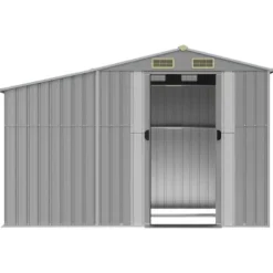 Haveskur i galvaniseret stål - Udendørs opbevaringsløsning | Størrelse: 277x192,5x179 cm | Farve: Grå