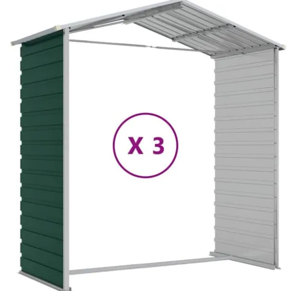 Haveskur i galvaniseret stål - Multifunktionel opbevaring | Farve: Grøn | Størrelse: 191x300x198 cm