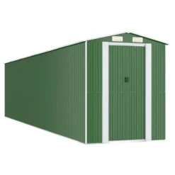 Haveskur i galvaniseret stål - Rummelig opbevaringsløsning | Farve: Grøn | Størrelse: 192x85x223 cm