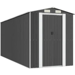 Haveskur i galvaniseret stål - Rummelig opbevaring | Farve: Antracitgrå | Størrelse: 192x523x223 cm