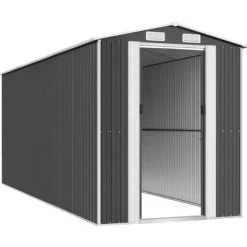 Haveskur i galvaniseret stål - Rummelig opbevaring | Farve: Antracitgrå | Størrelse: 192x523x223 cm