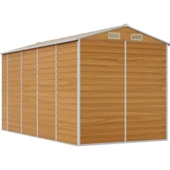 Haveskur i galvaniseret stål - Multifunktionel opbevaring | Farve: Lysebrun | Størrelse: 191x385x198 cm