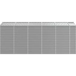 Haveskur i galvaniseret stål - Multifunktionelt opbevaringsskur | Farve: Lysegrå | Størrelse: 191x470x198 cm