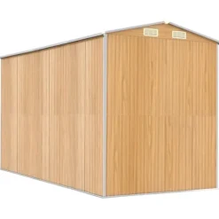Haveskur i galvaniseret stål - Rummeligt opbevaringsskur | Farve: Lysebrun | Størrelse: 192x357x223 cm