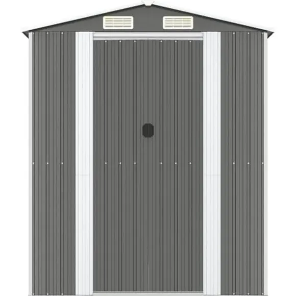 Haveskur i galvaniseret stål - Rummelig opbevaringsløsning | Farve: Lysegrå | Størrelse: 192x191x223 cm