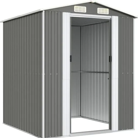Haveskur i galvaniseret stål - Rummelig opbevaringsløsning | Farve: Lysegrå | Størrelse: 192x191x223 cm