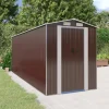 Haveskur i galvaniseret stål - Rummeligt og holdbart | Størrelse: 192x523x223 cm | Farve: Mørkebrun