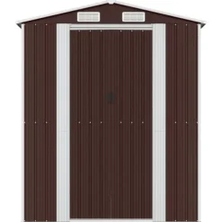 Haveskur i galvaniseret stål - Smart opbevaringsløsning | Farve: Mørkebrun | Størrelse: 192x85x223 cm