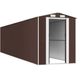 Haveskur i galvaniseret stål - Smart opbevaringsløsning | Farve: Mørkebrun | Størrelse: 192x85x223 cm