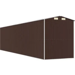 Haveskur i galvaniseret stål - Smart opbevaringsløsning | Farve: Mørkebrun | Størrelse: 192x85x223 cm