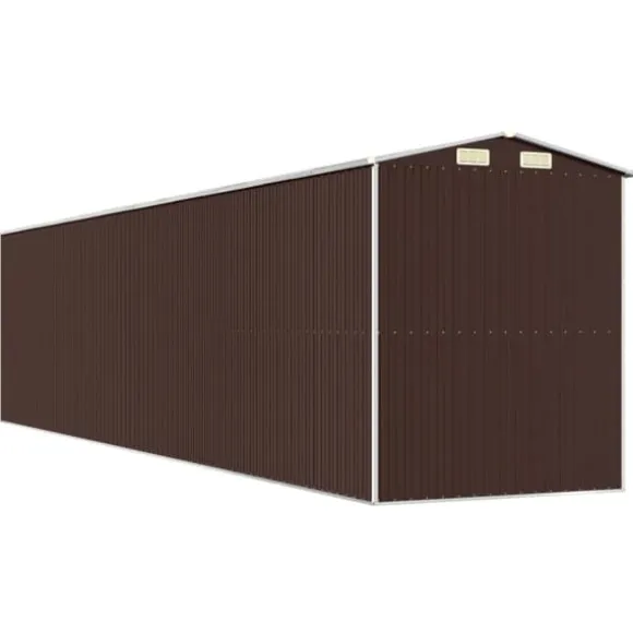 Haveskur i galvaniseret stål - Smart opbevaringsløsning | Farve: Mørkebrun | Størrelse: 192x85x223 cm