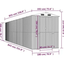 Haveskur i galvaniseret stål - Smart opbevaringsløsning | Farve: Mørkebrun | Størrelse: 192x85x223 cm