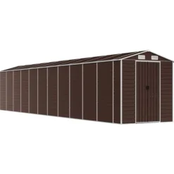 Haveskur i galvaniseret stål - Robust opbevaring | Størrelse: 191x980x198 cm | Farve: Brun