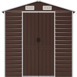 Haveskur i galvaniseret stål - Robust opbevaring | Størrelse: 191x980x198 cm | Farve: Brun
