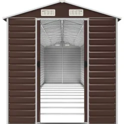 Haveskur i galvaniseret stål - Robust opbevaring | Størrelse: 191x980x198 cm | Farve: Brun