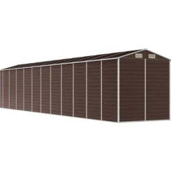Haveskur i galvaniseret stål - Robust opbevaring | Størrelse: 191x980x198 cm | Farve: Brun