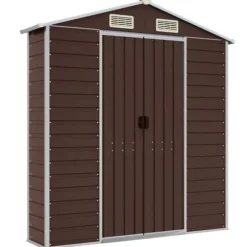 Haveskur i galvaniseret stål - Robust opbevaring | Størrelse: 191x980x198 cm | Farve: Brun