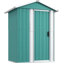 Haveskur i galvaniseret stål - Rummelig opbevaringsløsning | Størrelse: 126x97,5x177 cm | Farve: Grøn