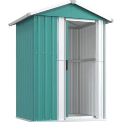 Haveskur i galvaniseret stål - Rummelig opbevaringsløsning | Størrelse: 126x97,5x177 cm | Farve: Grøn