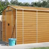 Haveskur i galvaniseret stål - Opbevaring med ventilation | Farve: Lysebrun | Størrelse: 191x470x198 cm