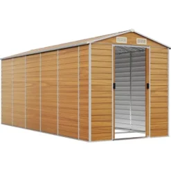 Haveskur i galvaniseret stål - Opbevaring med ventilation | Farve: Lysebrun | Størrelse: 191x470x198 cm