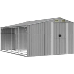 Haveskur i galvaniseret stål - Opbevaring til værktøj | Farve: Grå | Størrelse: 277x365,5x179 cm
