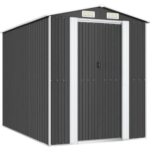 Haveskur i galvaniseret stål - Rummelig opbevaring | Farve: Antracitgrå | Størrelse: 192x274x223 cm