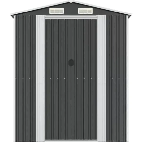 Haveskur i galvaniseret stål - Rummelig opbevaring | Farve: Antracitgrå | Størrelse: 192x274x223 cm